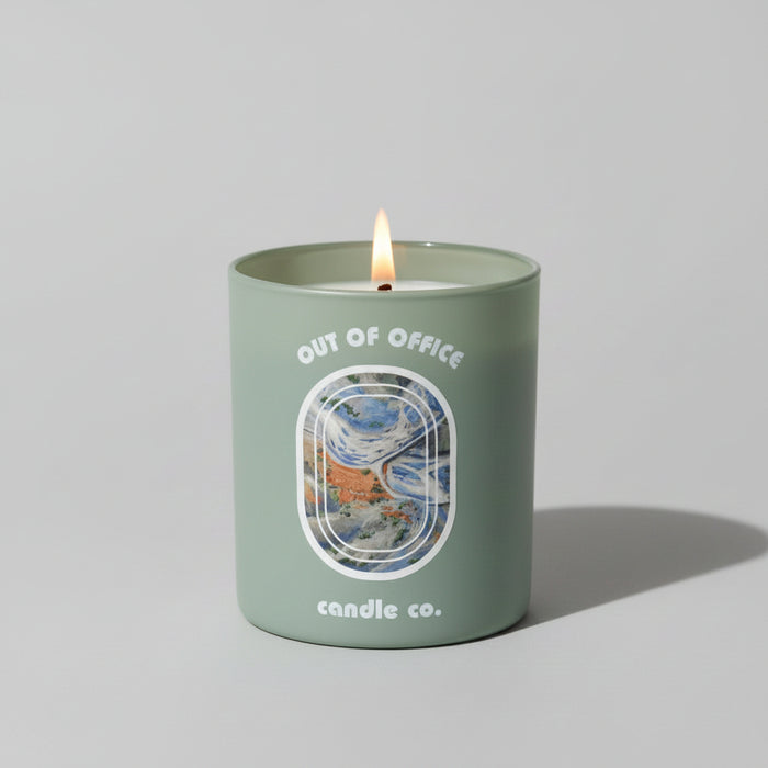 RIVERSCAPE redwood and oakmoss soy coconut candle by OUT OF OFFICE candle co.