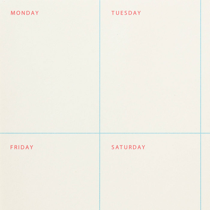 Grid layout with days of the week labels on a plain background