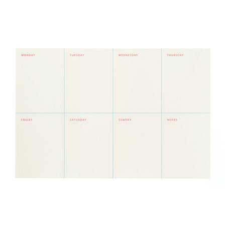 Weekly planner with days of the week labels on a white background