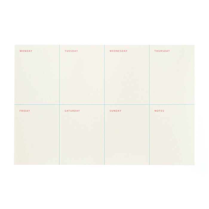Weekly planner with days of the week labels on a white background