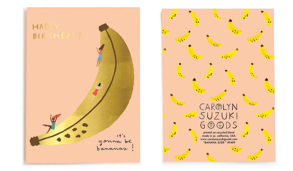 Banana Slide Birthday Greeting Card