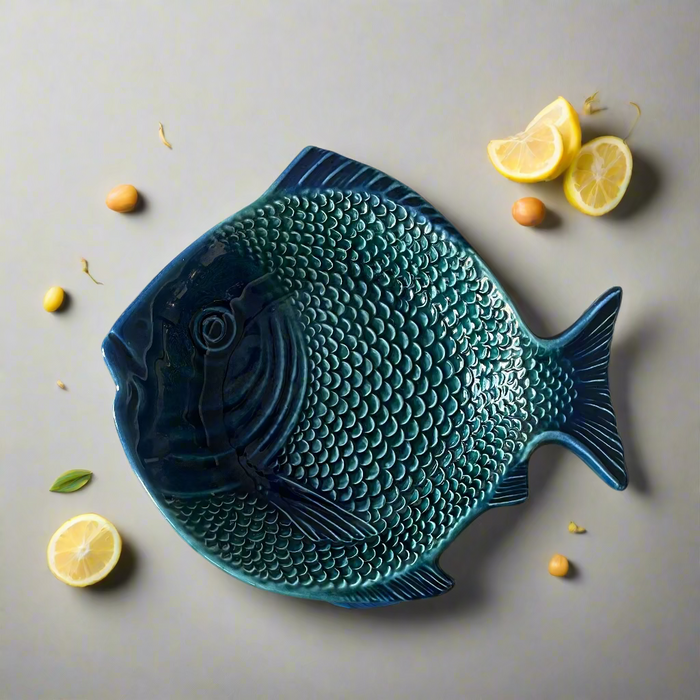 Set of Two Vintage Olfaire Fish Plates – Made in Portugal