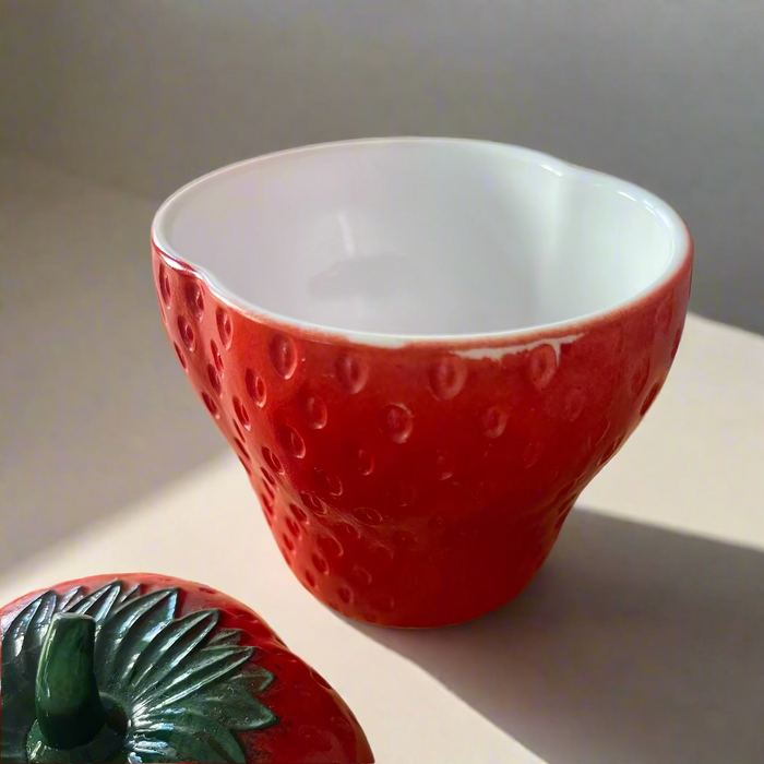 Vintage 1950s Strawberry Jam / Jelly Milk Glass Jar