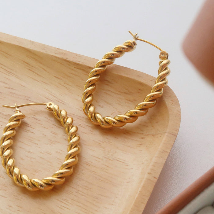 Twisted Oval Hoop Earring