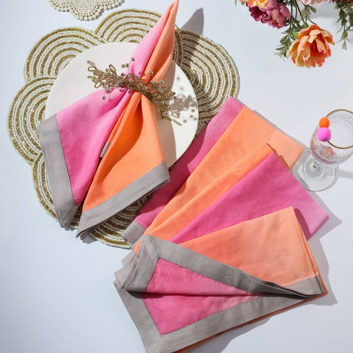 Coral Sunset Tie-Dye Napkin Set