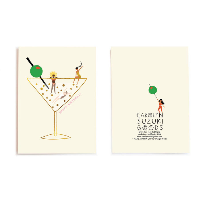 Drinks on Us Birthday Greeting Card