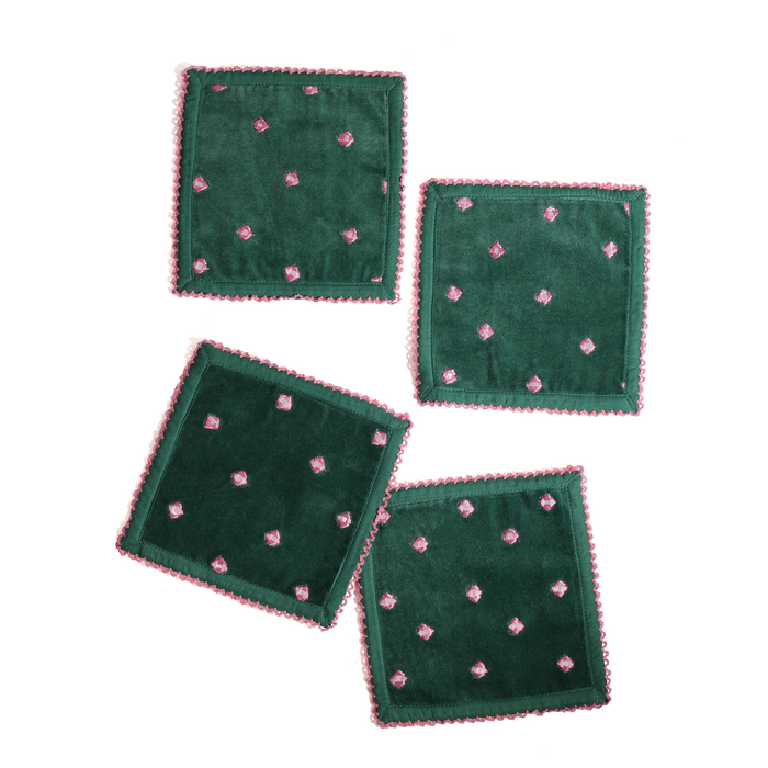 Emerald Blossom Luxury Cocktail Napkins