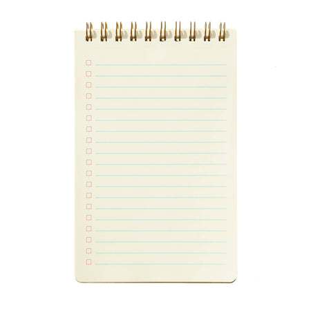 Small notepad with lined pages on a white background
