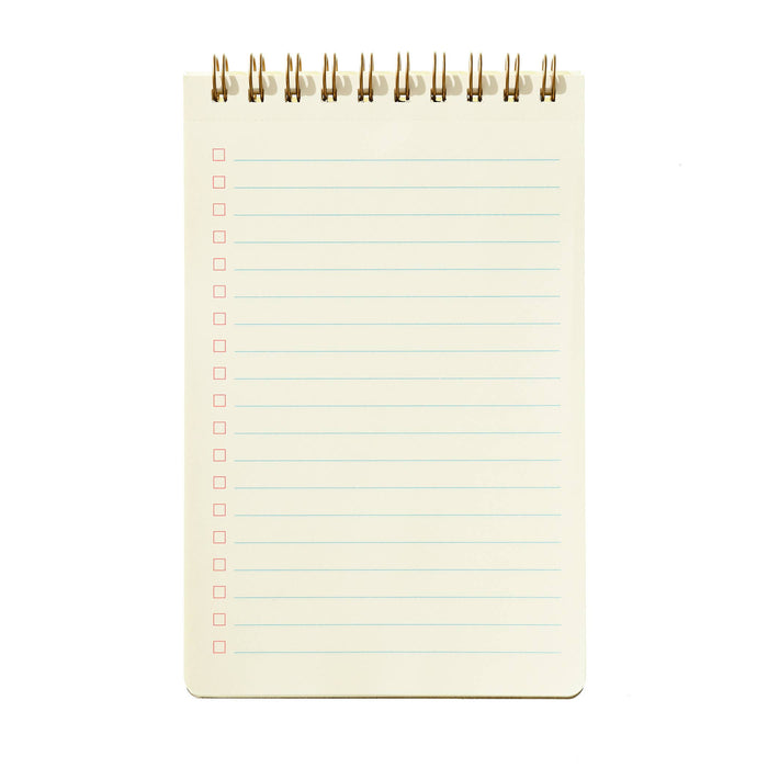 Small notepad with lined pages on a white background