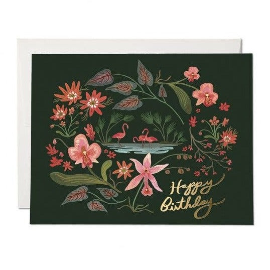 Pink Flamingos Birthday Greeting Card